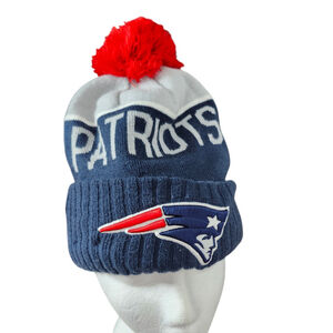 New Era NFL Patriots Knit Winter Hat Navy Red OS